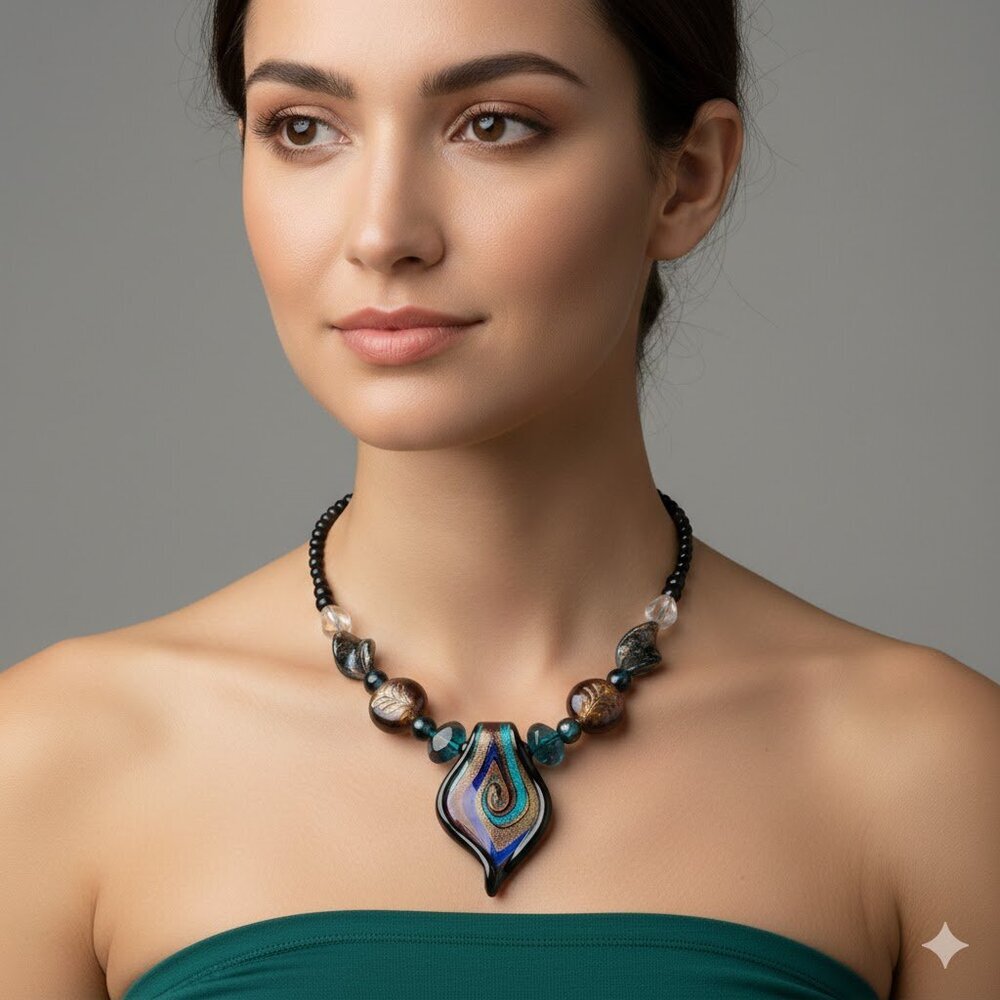 Multicolor Glass Pendant Necklace